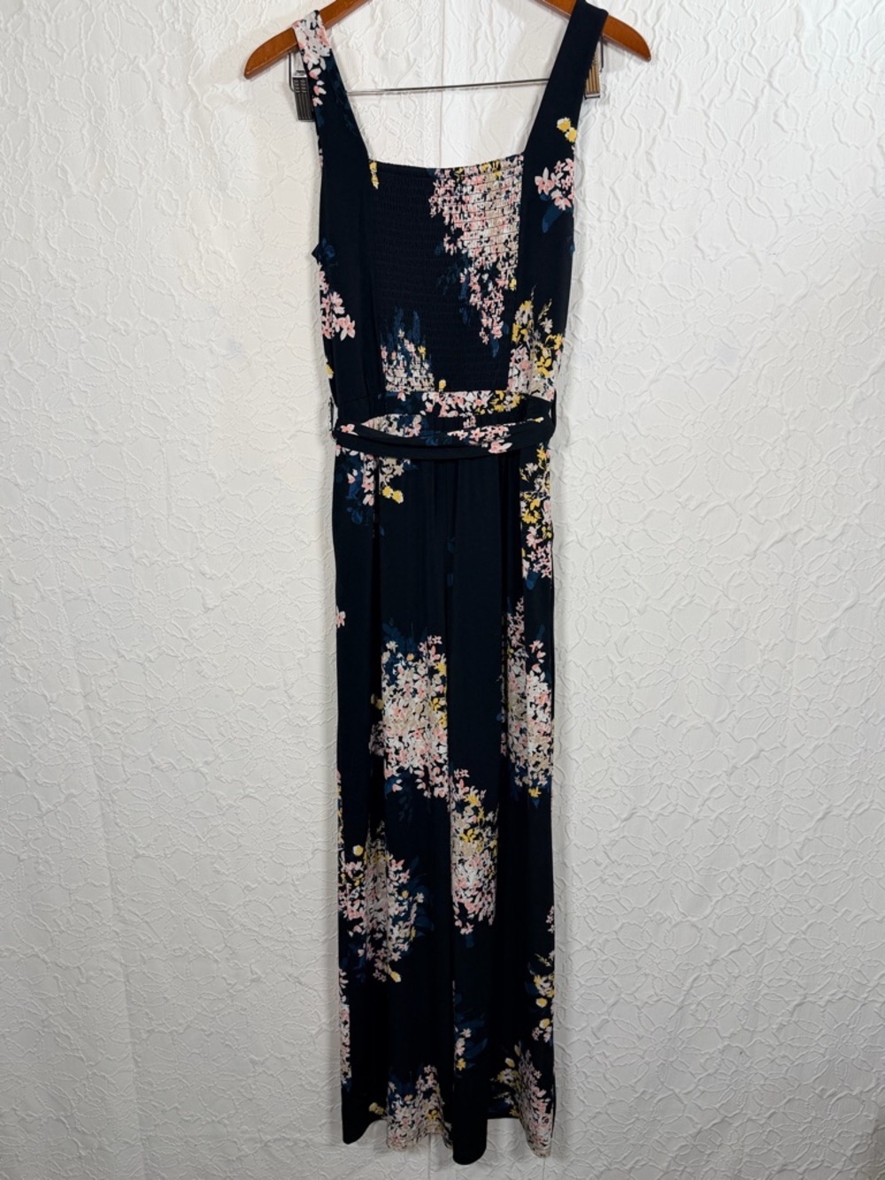 Maurice’s Black Floral Sweetheart Tank Jumpsuit Sz S - Picture 11 of 14